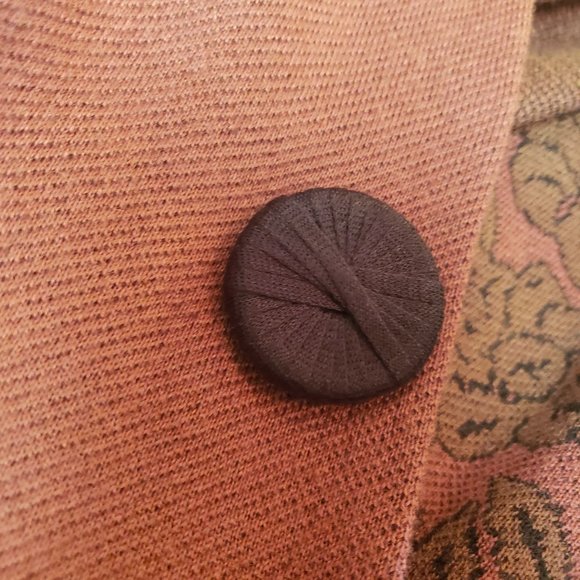 Soft Suroundings coat knit Large button snap bell sleeve maroon black roses - Picture 10 of 15